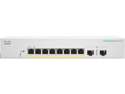 Cisco switch CBS220-8FP-E-2G (8xGbE,2xSFP, 8xPoE+,130W,fanless) - REFRESH