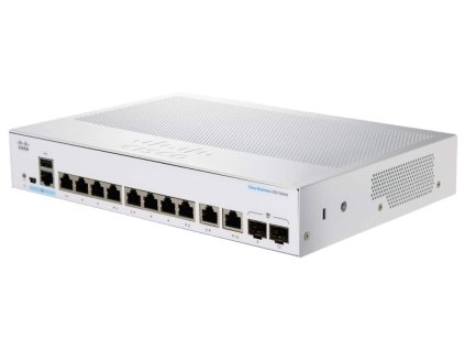 Cisco switch CBS250-8T-E-2G (8xGbE,2xGbE/SFP combo,fanless) - REFRESH