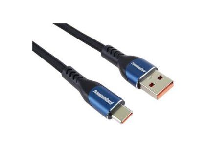 PremiumCord Super fast charging 5A kabel USB-C - USB 2.0 A  bavlněný oplet 2m