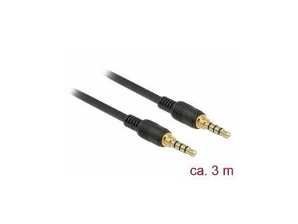 Delock Kabel Stereo Jack 3,5 mm 4 pin samec > samec 3 m černý