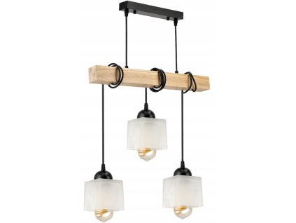 LED závěsné stropní svítidlo, dřevěný trám, 3xE27, loft, mléčná kostka