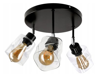 LED závěsné stropní svítidlo 3xE27, rolovací, průhledný čtverec