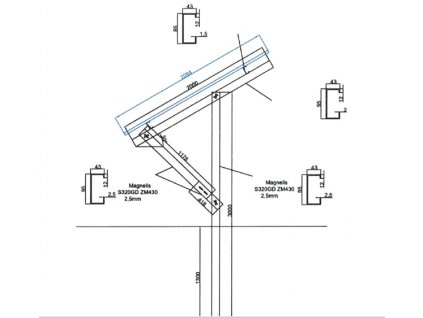 FVE konstrukce SAP30S6P1V pro 6 panelů 30st do země 6 x 1 vertikal