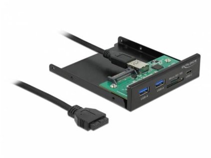 Delock 3.5” USB 3.2 Gen 1 přední panel 1 x USB Type-C™ + 2 x USB Typu-A + SD a slot Micro SD - poškozený obal