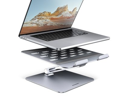 AXAGON STND-LQ, hliníkový HQ stojan pro notebooky 10''-17.3'', nastavitelná výška a úhel, šedý