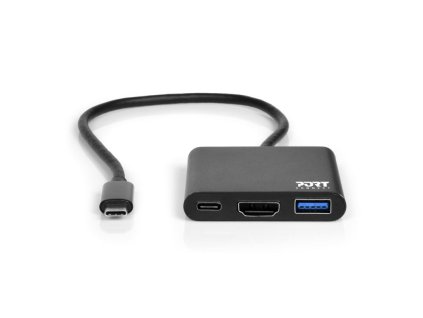PORT CONNECT USB-C HUB, HDMI 1X 4K + USB-A + USB-C, černý