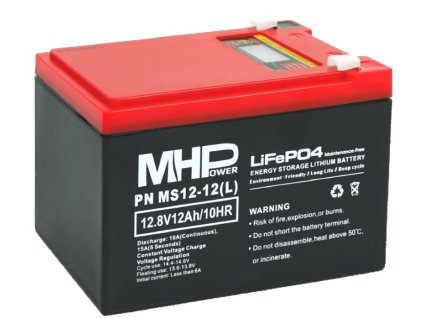 Baterie MHPower MS12-12(L) LiFePO4, 12V/12Ah, F2 - 6,3mm