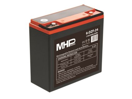 Baterie MHPower 6-DZF-24 Trakční gelová, 12V/24Ah, Terminál D2 - M5, Deep Cycle