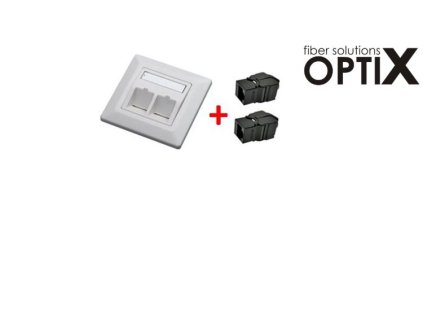 OPTIX UTP zásuvka OPTIX cat6, 2 keystony pod omítku, černý