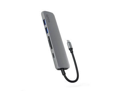 Epico 6v1 hliníkový USB-C 8K hub - šedá