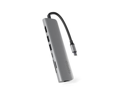 Epico 7v1 Multimedi Hub 8K s USB-C konekt. - šedá