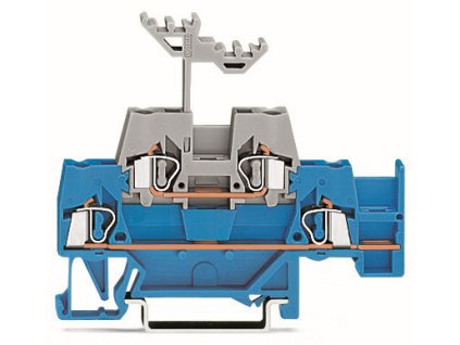 WAGO Svorka 280-524 dvoupatrová průchozí, na DIN lištu 35 × 15 a 35 × 7,5, CAGE CLAMP®, 2,50 mm²;, modrá/šedá