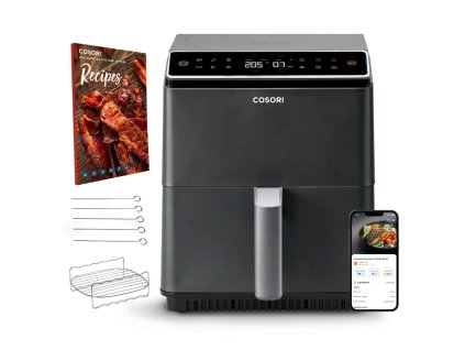 BAZAR - Cosori Dual Blaze 6.4L SMART horkovzdušná fritéza + 5x špíz a gril. rošt, black - pošk. obal