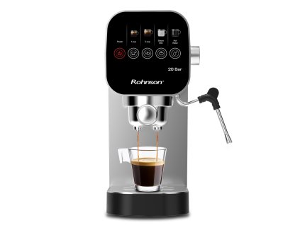Rohnson espresso, 1360 W, 20 bar, slim design, dotykový ovládací panel, vysokotlaká tryska