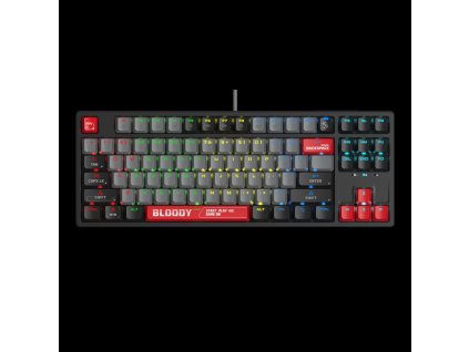 A4tech Bloody Klávesnice S87, herní klávesnice, mechanická, drátová, Red Switch, CZ/SK, Černá