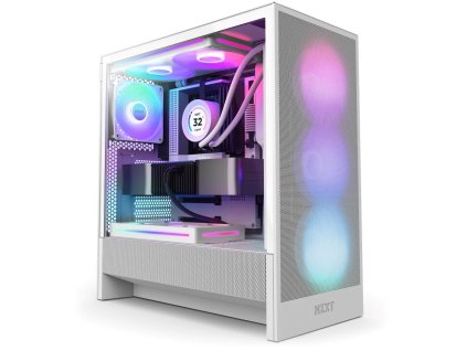 NZXT skříň H5 Flow RGB edition / 1x360 mm RGB core fan / 1x120mm / USB 3.0 / USB-C 3.1 / průhledná bočnice / mesh /bílá