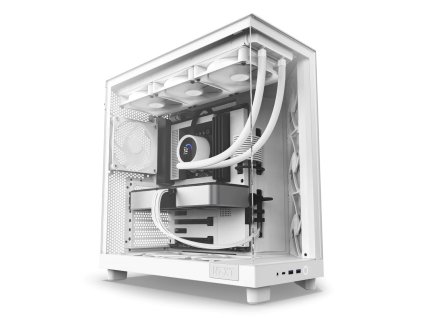 NZXT skříň H6 Flow dvoukomorová / MidT / 3x120mm fan / 2xUSB 3.2 / USB-C / prosklená bočnice i čelo / bílá