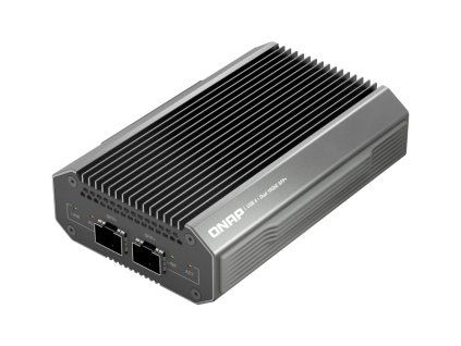 QNAP QNA-UC10G1SF- adaptér USB-C 4 (podpora Thunderbolt 3 a 4) na 2x 10GbE SFP+ (pasivní chlazení)