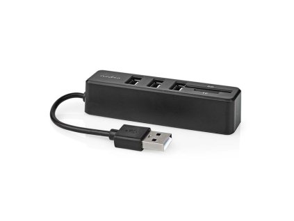 Nedis CCGB60250BK01 - USB hub | 1x USB-A | 3x USB A Zásuvka | 5 Portů port(s) | USB 2.0 | Napájení z USB | SD & MicroSD