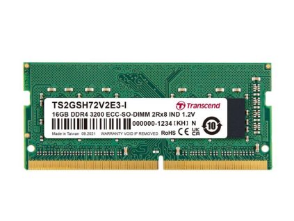 Transcend paměť 16GB Industrial ECC SODIMM DDR4 3200 1Rx8 (2Gx8)x9 CL22 1.2V
