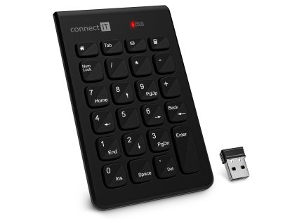 CONNECT IT NumCALC bezdrátová numerická klávesnice, (+ 1x AAA baterie zdarma), ČERNÁ