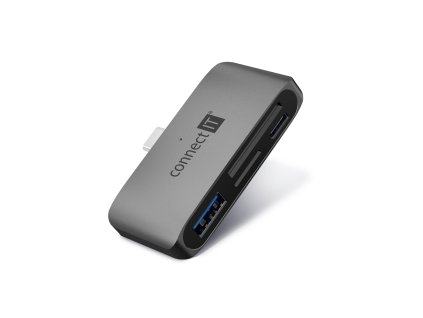 CONNECT IT CompactPRO externí USB-C hub + čtečka karet ANTRACITOVÁ
