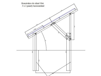 FVE konstrukce SAP30S6P32H pro 6 panelů 30st do země 3x2 horizontální