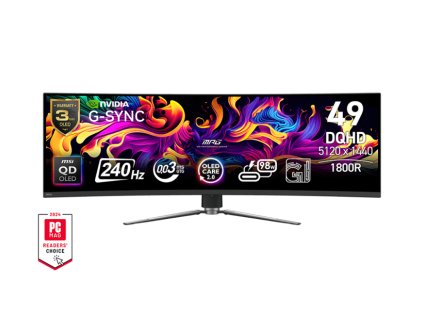 MSI MPG 491CQPX QD-OLED Gaming monitor 49" QD-OLED zakřivený/5120x1440(DQHD)/240Hz/0,03ms/HDMI/DP/USB-A,B,C/výšk.nast.