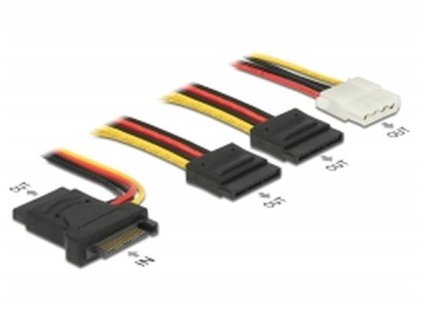 Delock Napájecí kabel SATA 15 pin samec > 3 x SATA samice + 1 x Molex 4 pin samice 20 cm (PCB)
