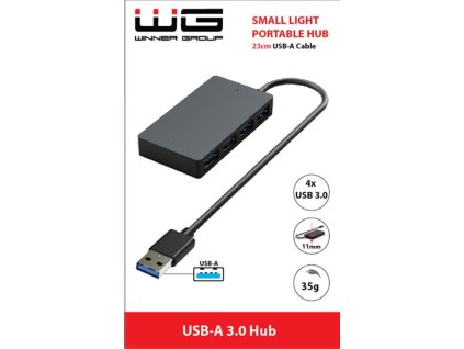 WG - HUB USB-A na 4x USB-A, USB 3.0, 5Gbps, černá
