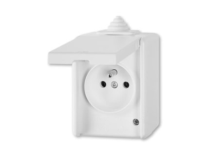 ABB Zásuvka PRAKTIK 5598-2929 B s víčkem, s ochranou před přepětím, plast, IP44, bílá