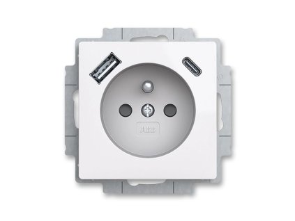 ABB ZONI Zásuvka 5569T-A32357 500 jednonásobná s clonkami, s nabíjením USB-A, USB-C, bílá
