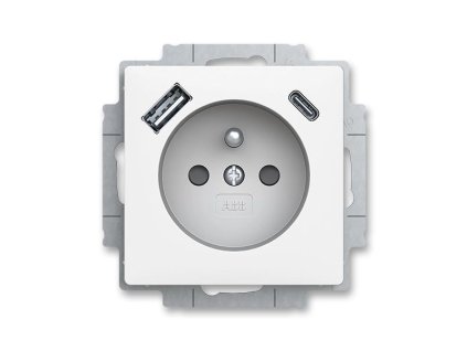 ABB ZONI Zásuvka 5569T-A32357 240 jednonásobná s clonkami, s nabíjením USB-A, USB-C, matná bílá