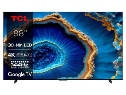 TCL 98C805 TV SMART Google TV QLED/248cm/4K UHD/4000 PPI/144Hz/Mini LED/HDR10+/Dolby Vision/Atmos/DVB-T2/S2/C/VESA