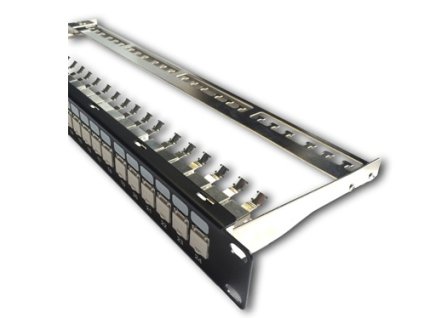 DATACOM Patch panel 19" STP 24 port CAT6A 1U BK / VL beznástrojový