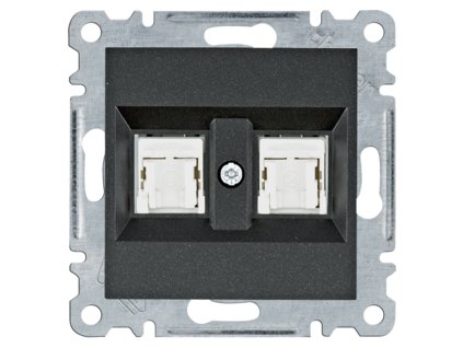 HAGER Zásuvka LUMINA WL2123 datová 2xRJ CAT5E UTP 8-pólová IP20 černá mat