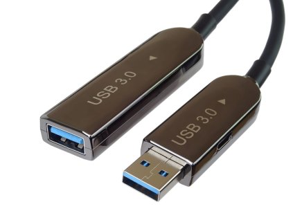 Kabel PremiumCord USB 3.2 A-A, M/F 20m, prodlužovací, optický AOC, černý