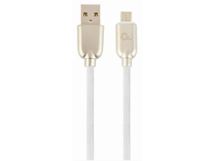 GEMBIRD CC-USB2R-AMmBM-2M-W Premium gumový Micro-USB nabíjecí a datový kabel 2m bílý