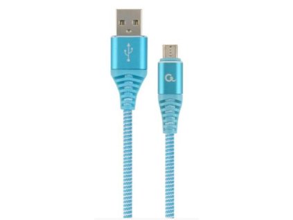 GEMBIRD prémiový nabíjecí a datový kabel Micro-USB, opletený bavlnou, 2 metry, modro-bílý