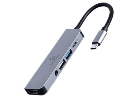 Gembird USB typu-C 5-in-1 multisortový adaptér (HUB + HDMI + PD + stereo audio)