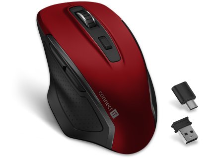 CONNECT IT Dual SmartSwitch bezdrátová myš, USB-A + C (+1x AA baterie zdarma), ČERVENÁ