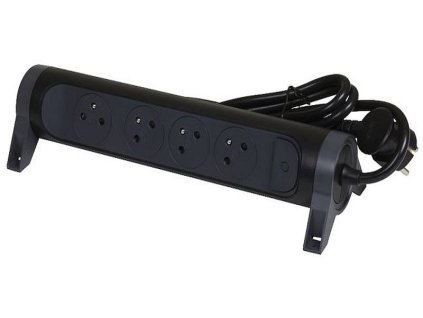 LEGRAND Přívod prodlužovací 1,5m 4zásuvka 230V/16A 4X2P+T otočná černá/tm.šedá