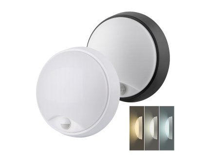 Solight LED venkovní osvětlení se senzorem, 3 CCT, 15/18/20W, 1800lm, 22cm, 2v1 - bílý a černý kryt