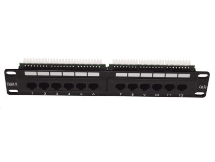 10" Patch panel LEXI-Net 12port, UTP, Cat5E, duální svorkovnice, černý