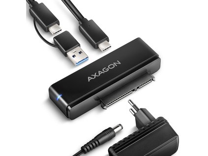 AXAGON ADSA-FPX, USB-C 10Gbps - SATA 6G, 2.5''/3.5'' SSD/HDD FAST PORT X adaptér, vč. AC napáječe