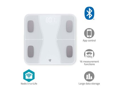 Nedis BTHPS11WT - SmartLife Osobní Váha | BMI / BMR / Hmotnost / Kosti / Svaly / Tuk / Voda | 180 kg | Android & iOS |
