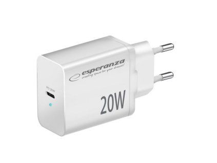 Nabíječka Esperanza  EZC104W 20W USB-C PD, bílá
