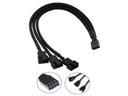 1stCOOL kabel Fan PWM splitter, redukce pro ventilátory 1x 4pin PWM na 3x 4pin PWM