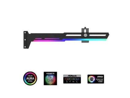 1stCOOL (UP-H02-B-ARGB) držák grafické karty černý kovový s ARGB