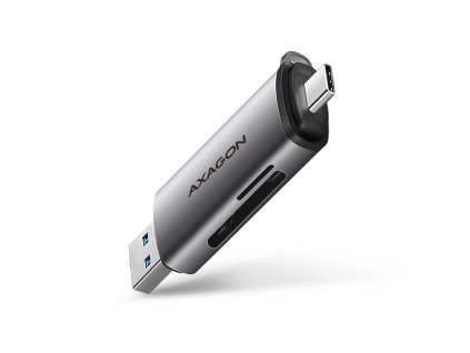 AXAGON CRE-SAC, USB3.2 Gen 1 Type-C + Type-A externí čtečka karet SD/microSD, podpora UHS-I